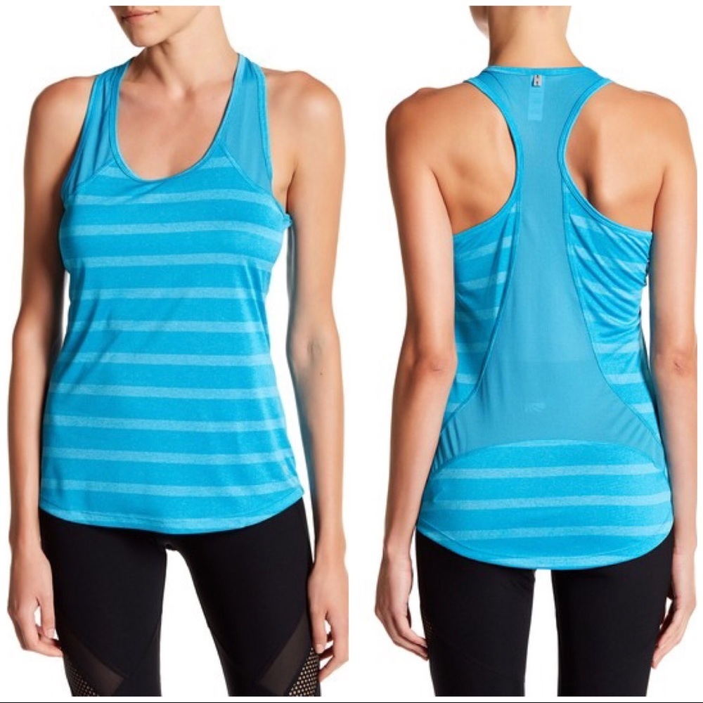 NWT Marika Amplify Mesh Tank blue stripe XL
